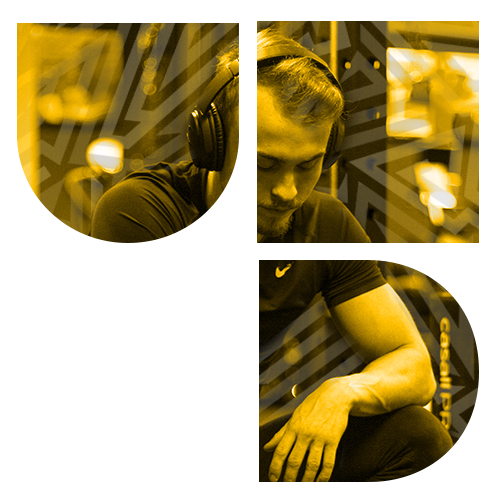 Imagem ilusatrativa de atleta ouvindo música no fone